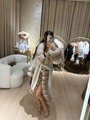 Real Fox Fur with Alkantara Coat in white