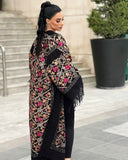 Abaya de lana bordada en negro