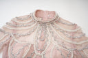 Blush Embellished Tiered Tulle Evening Dress