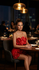 Scarlet Blossom Bandage Mini Dress