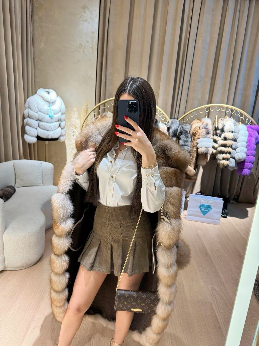 REAL FOX FUR & ALPACA COAT