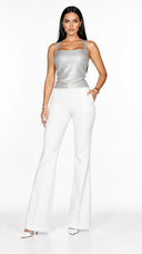 Silver Metallic Corset Top – Cross Back Evening Top