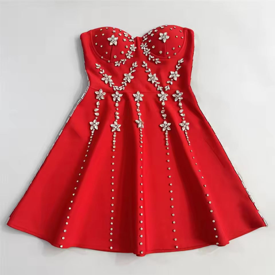 Embellished Strapless Bandage Dress