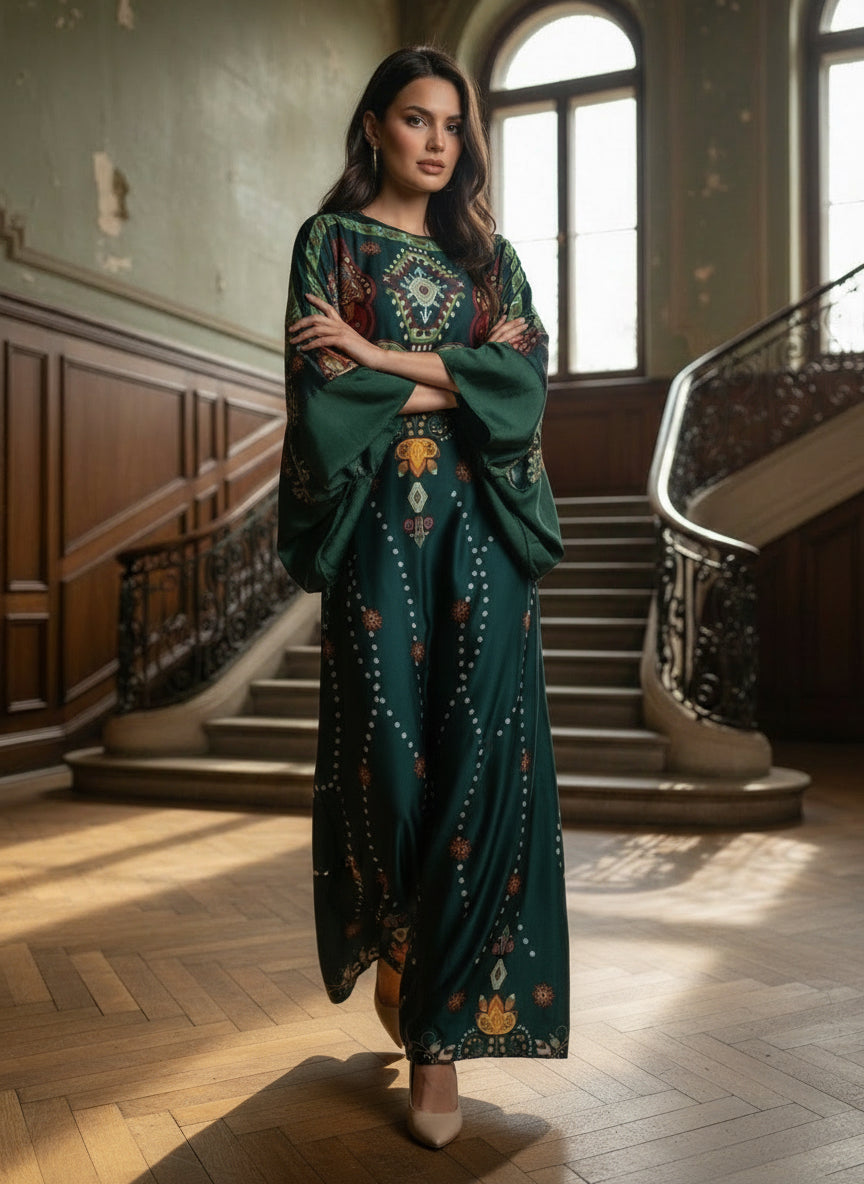 Amara Printed Silk Abaya
