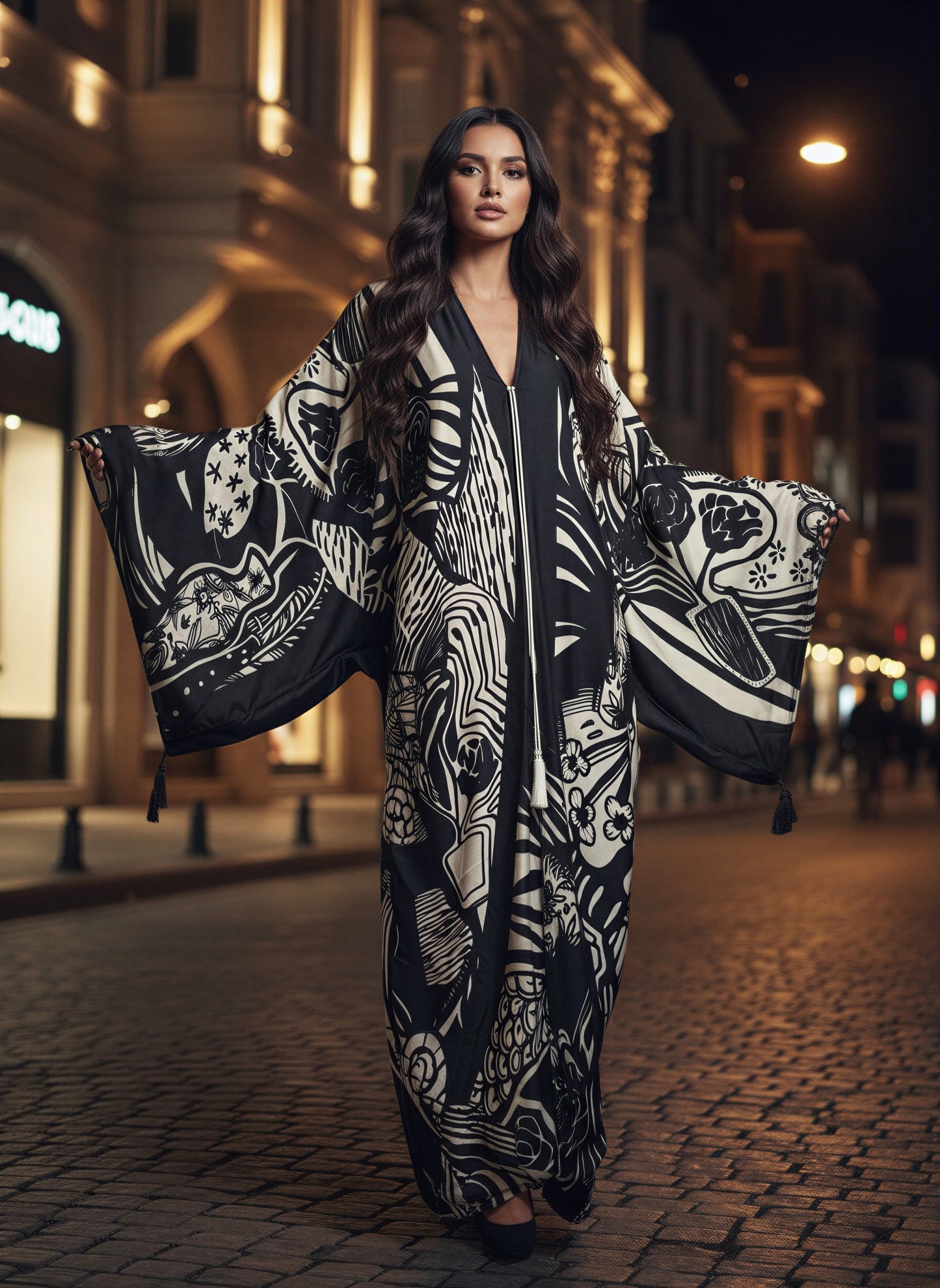 Reem Abstract Silk Abaya