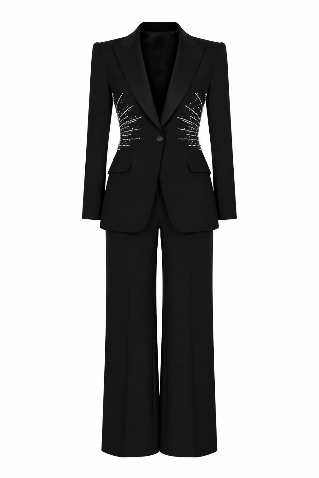 Rhinestone Beaded Knit Blazer Set