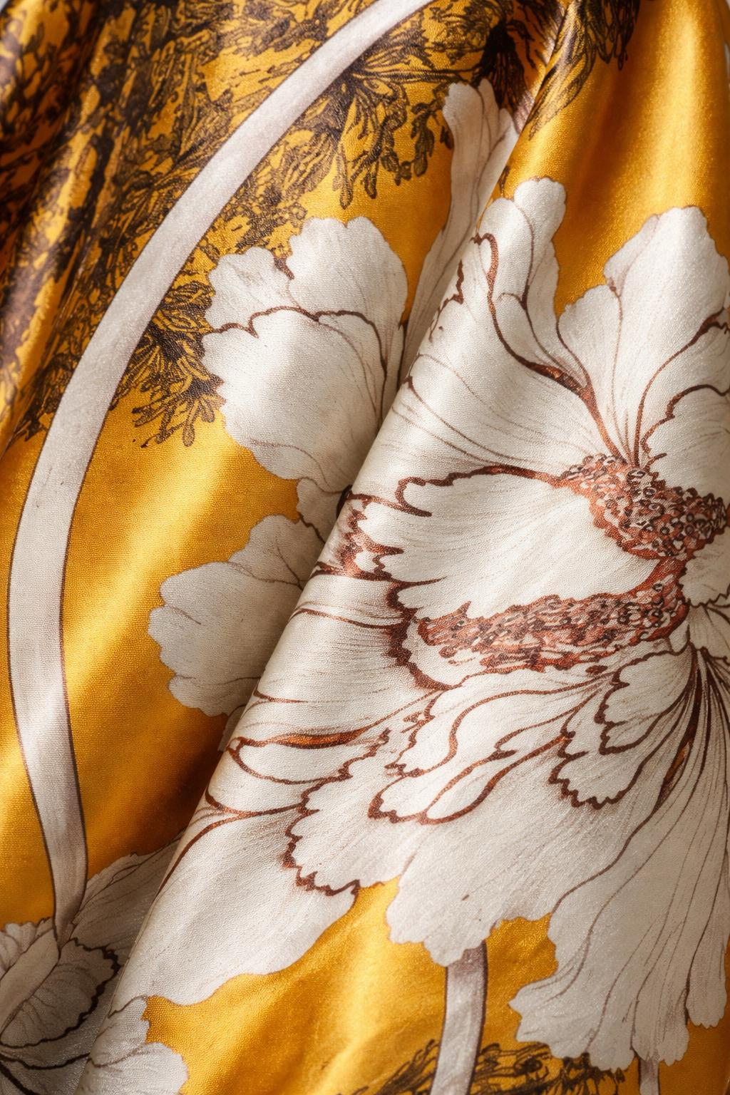 Layla Floral Silk Abaya in Mustard