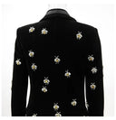 Crystal Embellished Black Velvet Blazer
