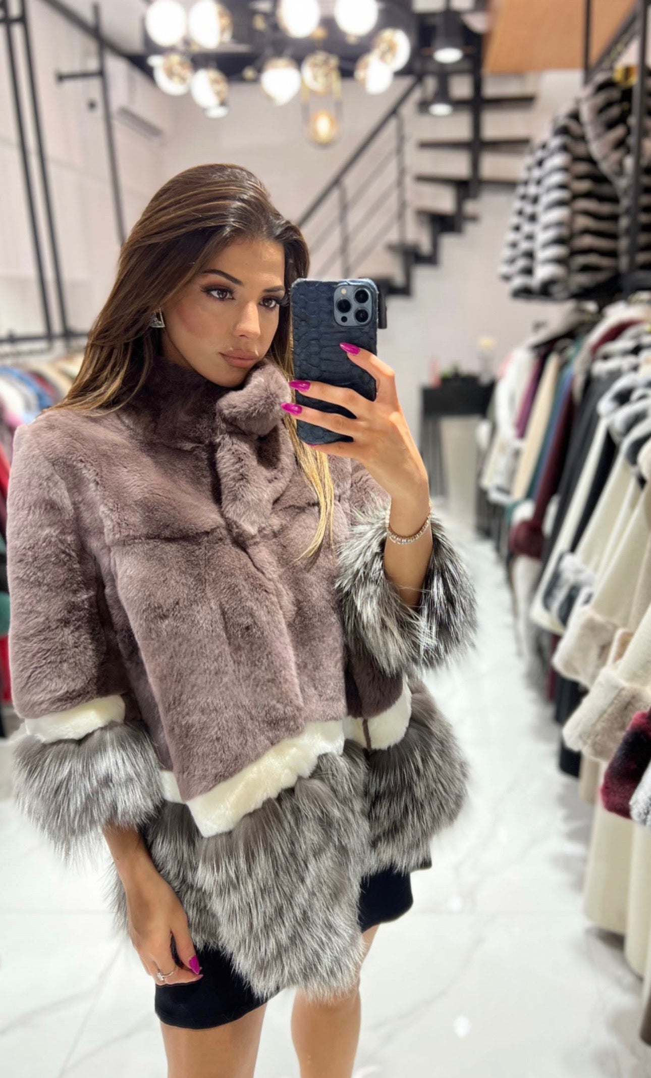 REAL FOX FUR AND RABBIT FUR JACKET