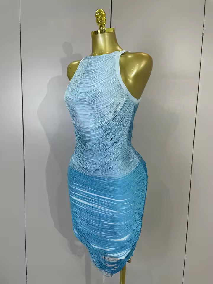 Azure Whisper Bandage Mini Dress