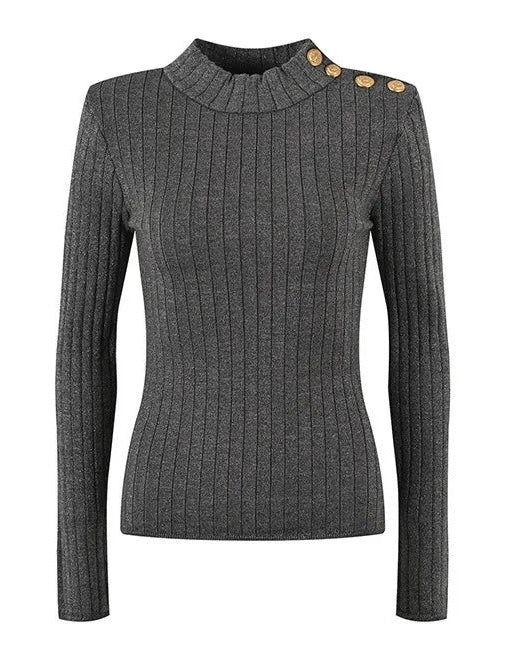 Rene Long Sleeve Wool Top in Gray