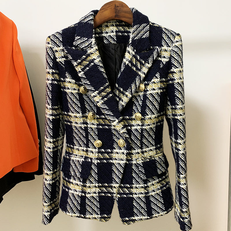 DOUBLE BREASTED NAVY TWEED BLAZER