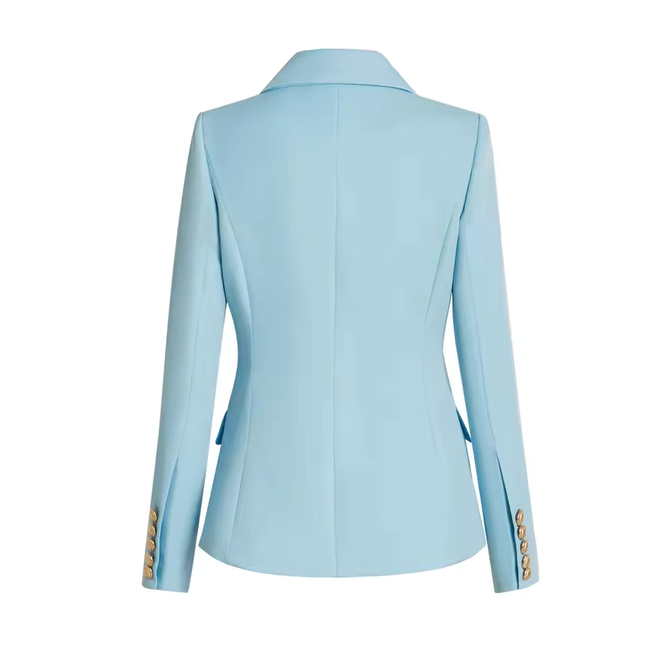 Light Blue Double-Breasted Slim Blazer