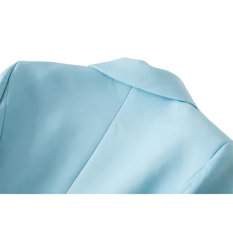 Light Blue Double-Breasted Slim Blazer