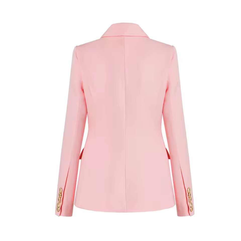 Pink Designer-Button Long Sleeve Blazer