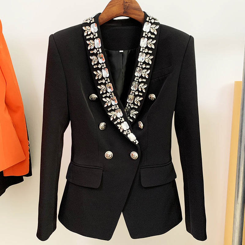 BLAZER CRUZADO EN NEGRO CON strass 