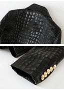 Double Breasted Black Leather Blazer