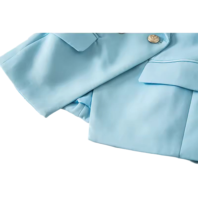 Light Blue Double-Breasted Slim Blazer