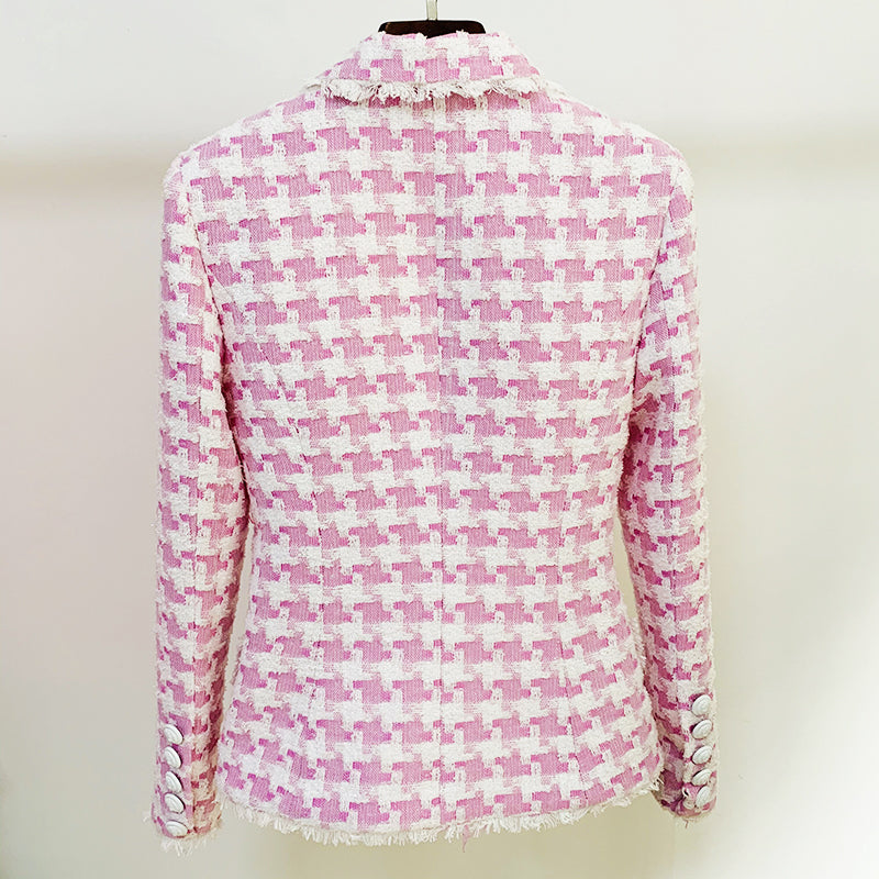 TWEED BLAZER IN PINK/WHITE