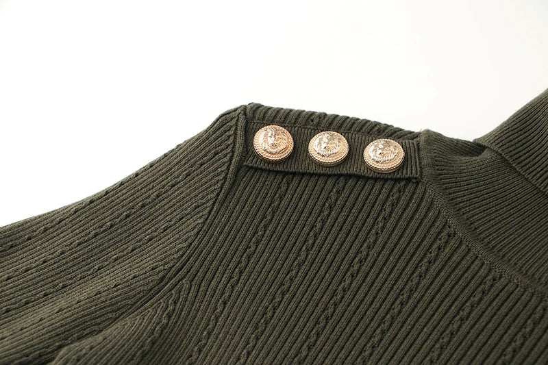 Sia Long Sleeve Wool Top in Army Green