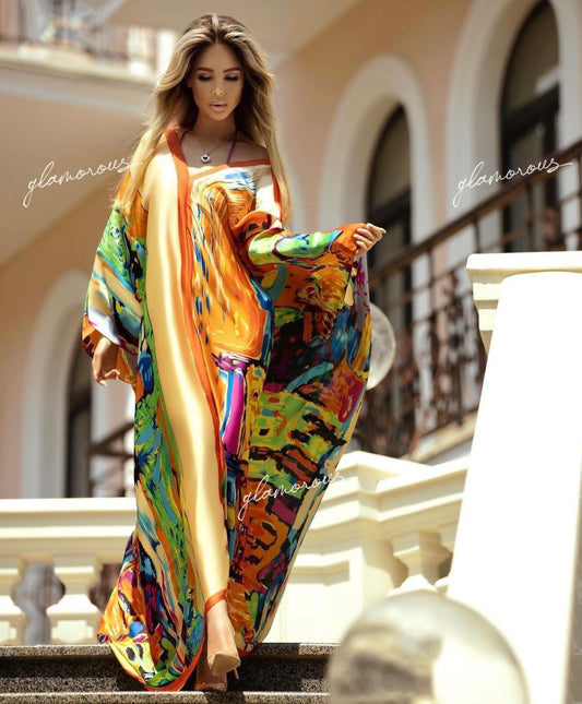 Silk Kaftan in Orange