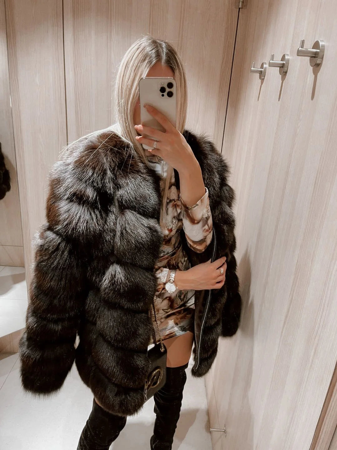 BONBON FOX FUR GENUINE LEATHER JACKET