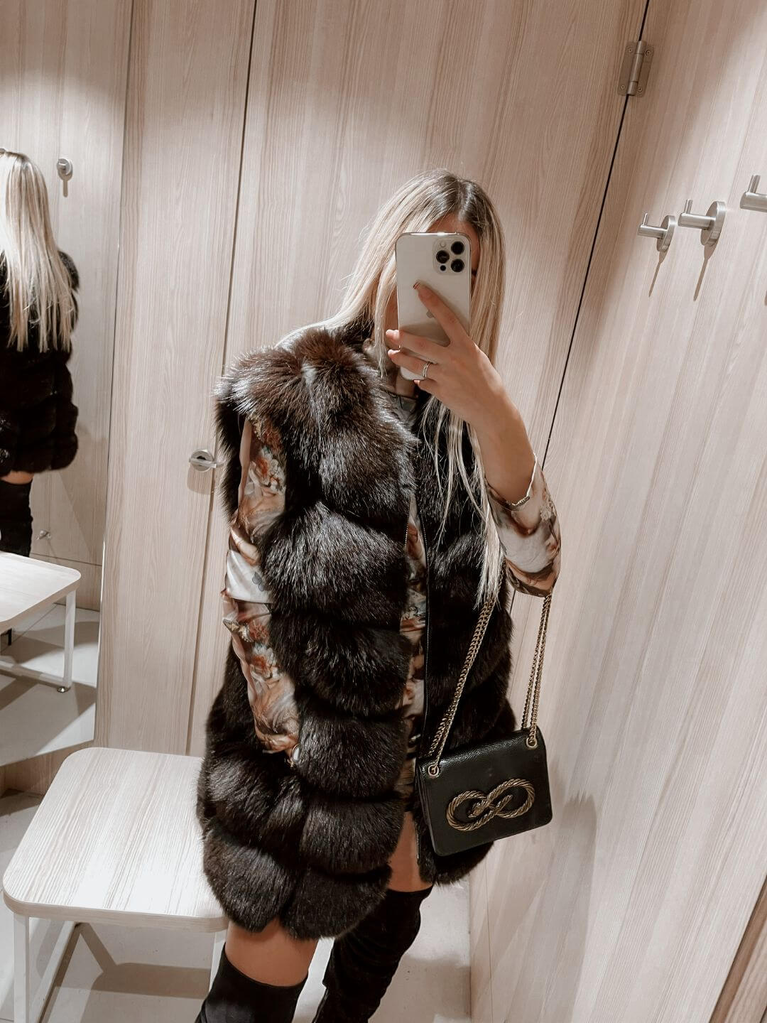 BONBON FOX FUR GENUINE LEATHER JACKET