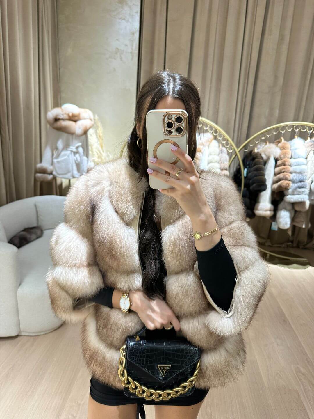 LUXY FOX FUR GENUINE LEATHER JACKET