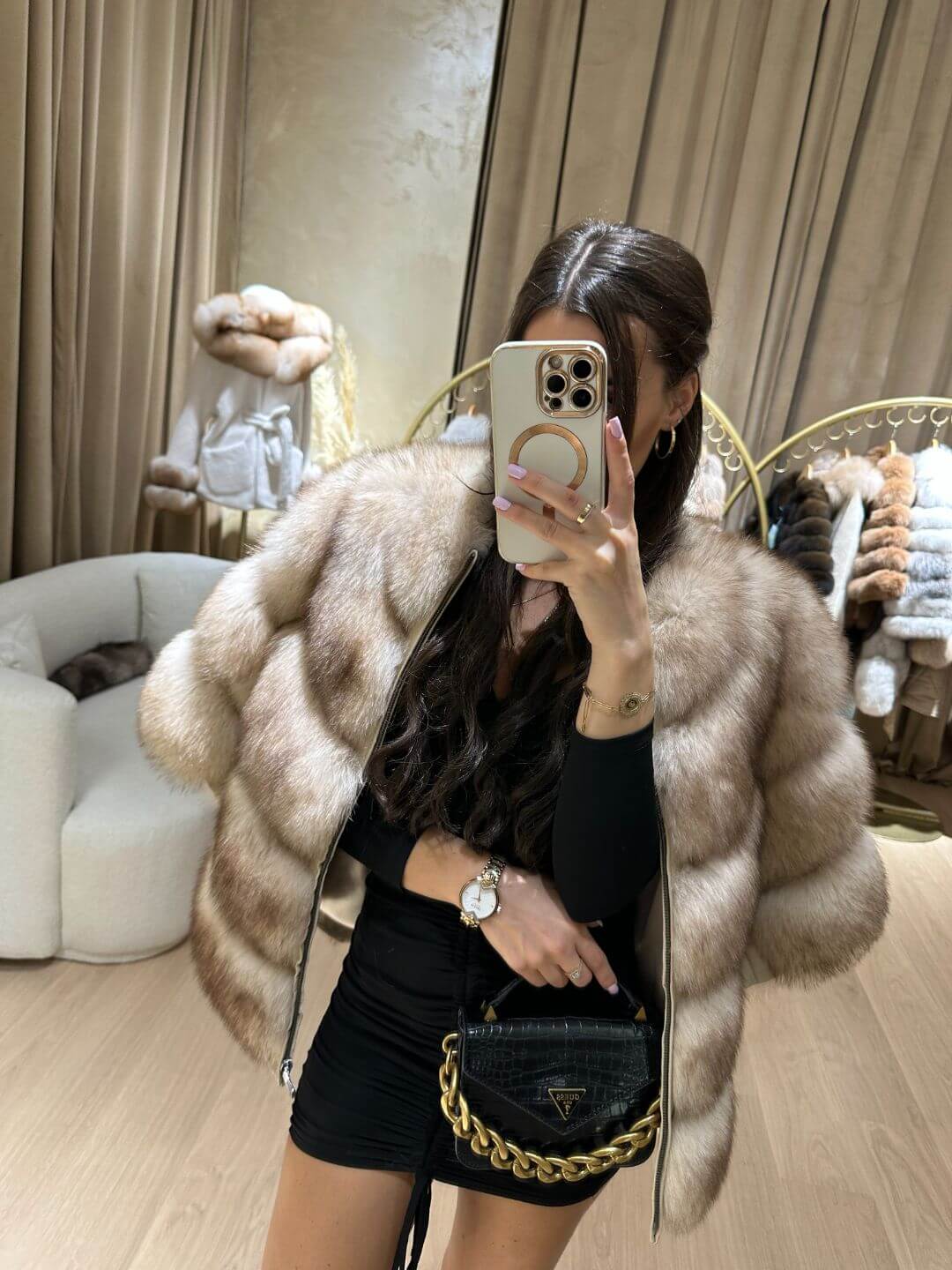 LUXY FOX FUR GENUINE LEATHER JACKET