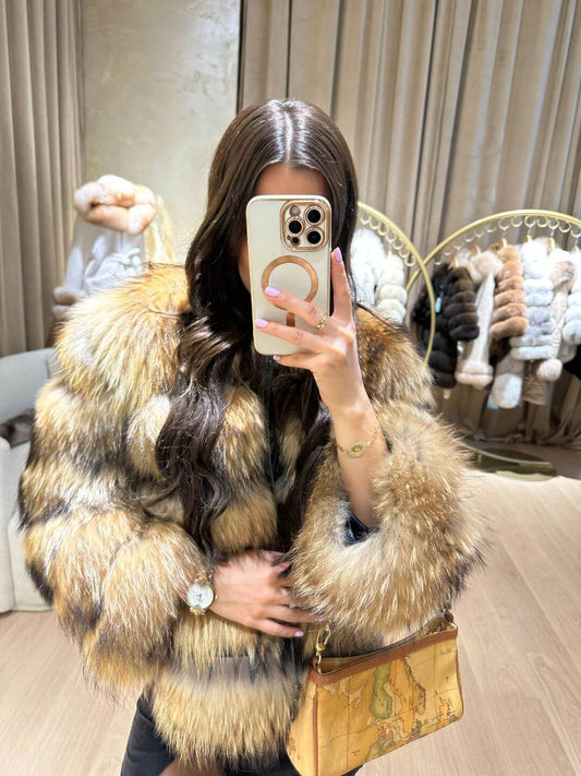 RACCOON FUR GENUINE LEATHER JACKET