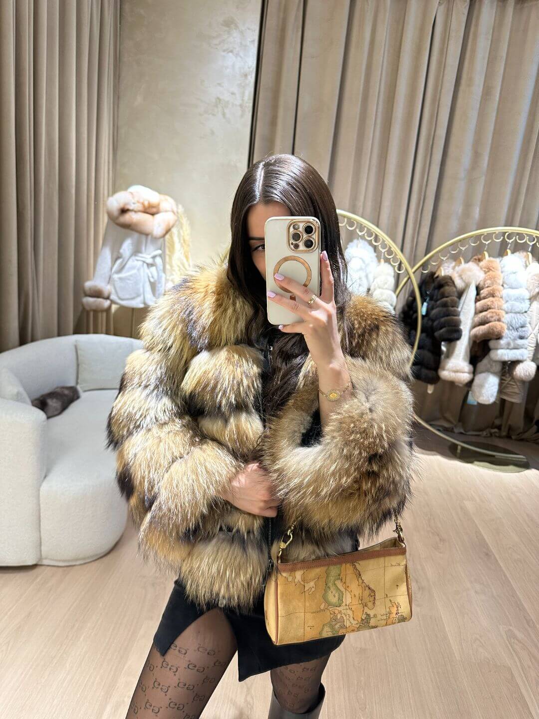 RACCOON FUR GENUINE LEATHER JACKET