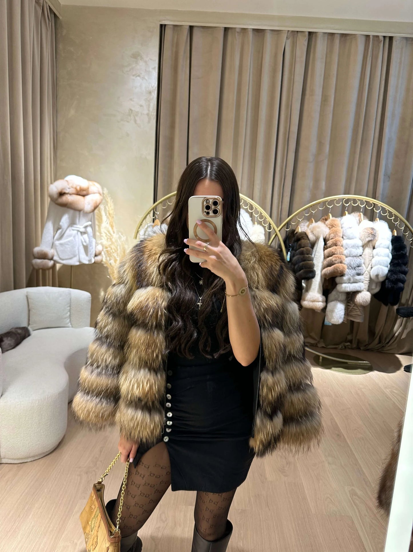 RACCOON FUR GENUINE LEATHER JACKET