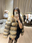 CHAQUETA DE PIEL GENUINA DE MAPACHE 