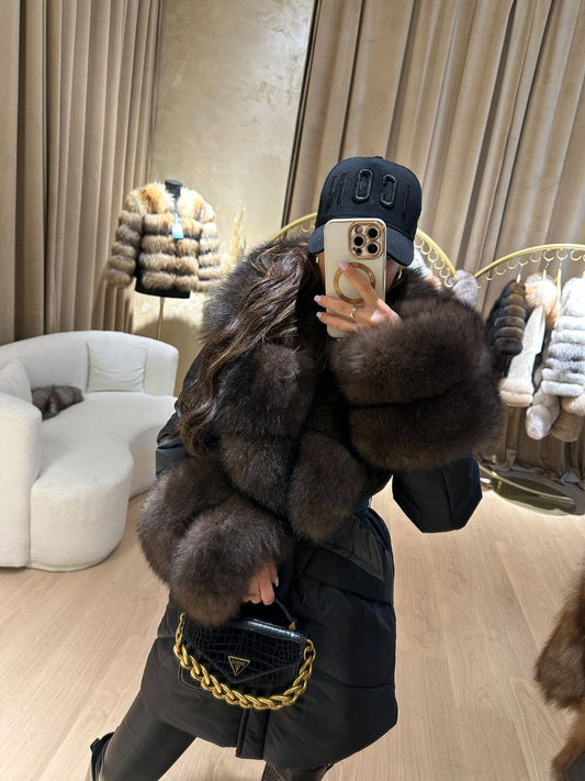 ICON BLACK PARKA FOX FUR JACKET