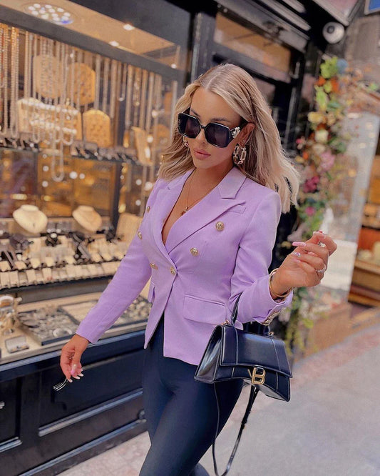 DOUBLE BREASTED BLAZER IN PURPLE