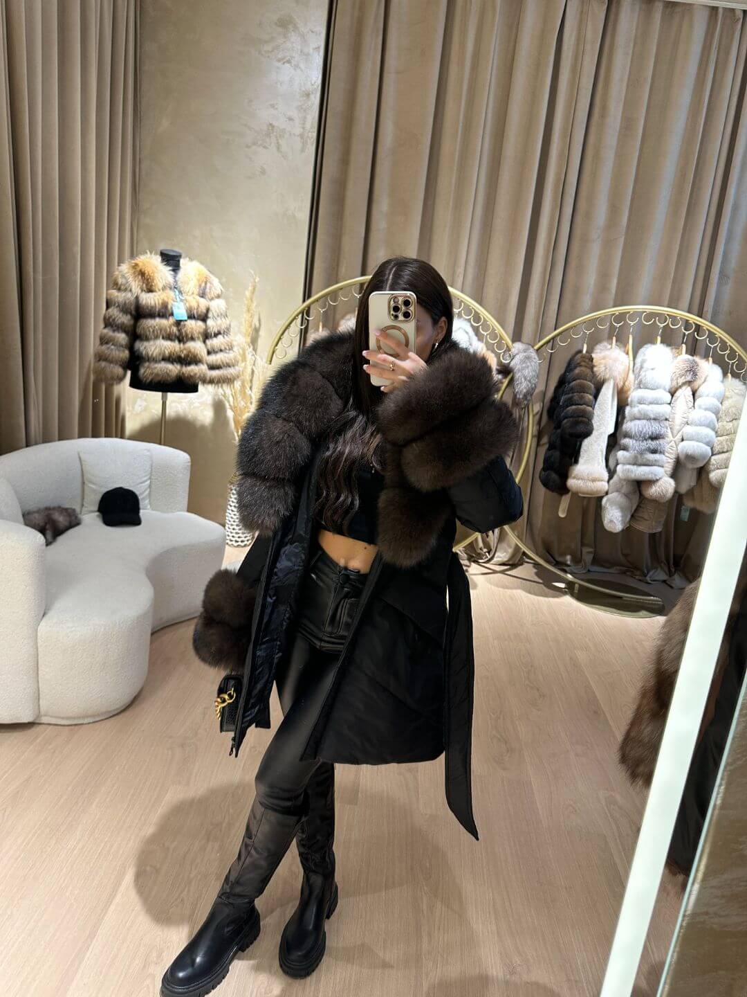 ICON BLACK PARKA FOX FUR JACKET