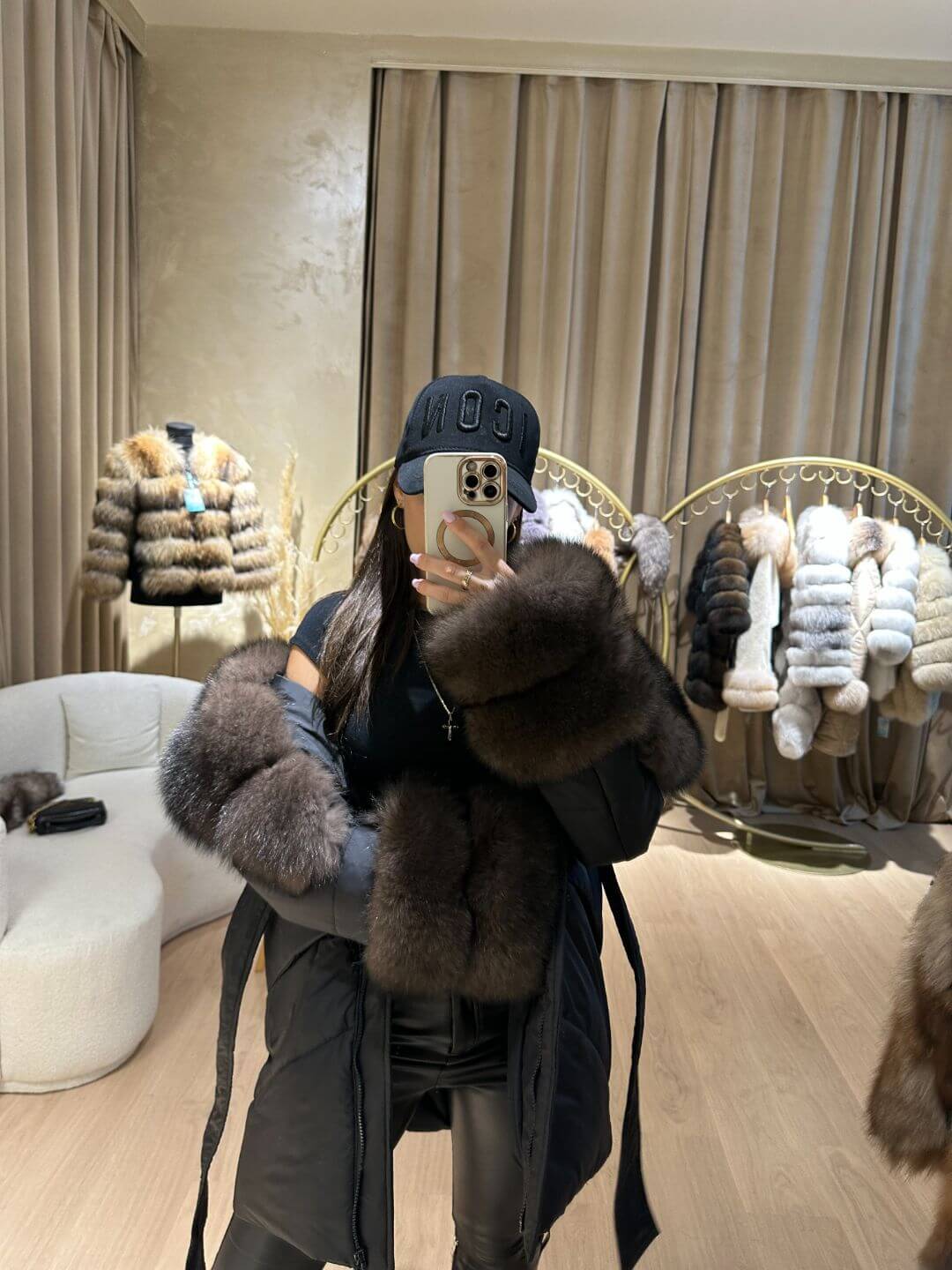 ICON BLACK PARKA FOX FUR JACKET