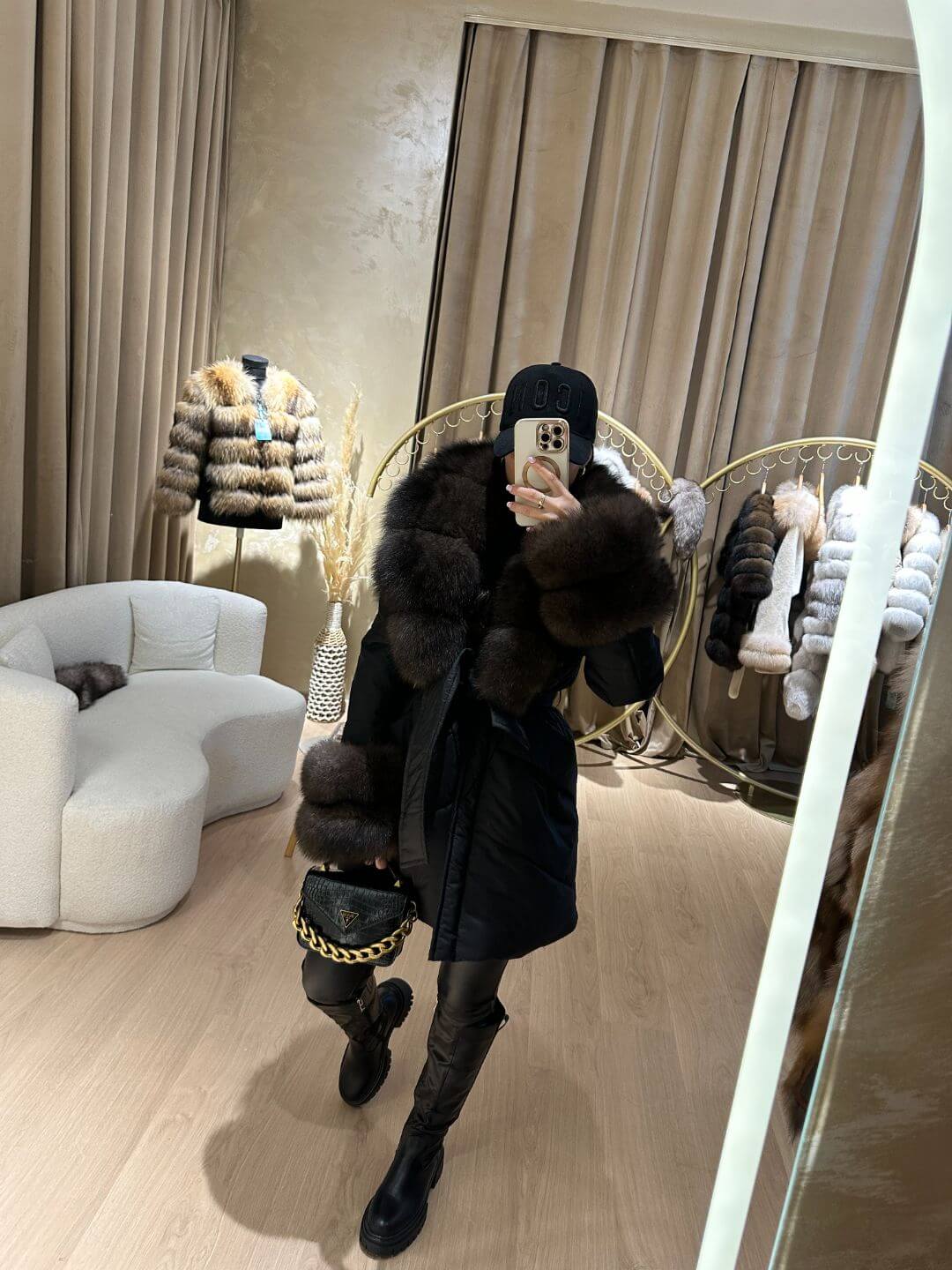 ICON BLACK PARKA FOX FUR JACKET