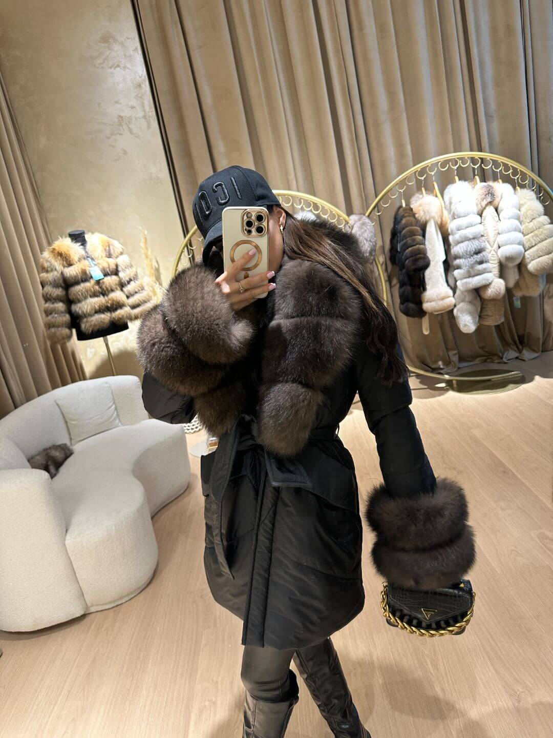 ICON BLACK PARKA FOX FUR JACKET