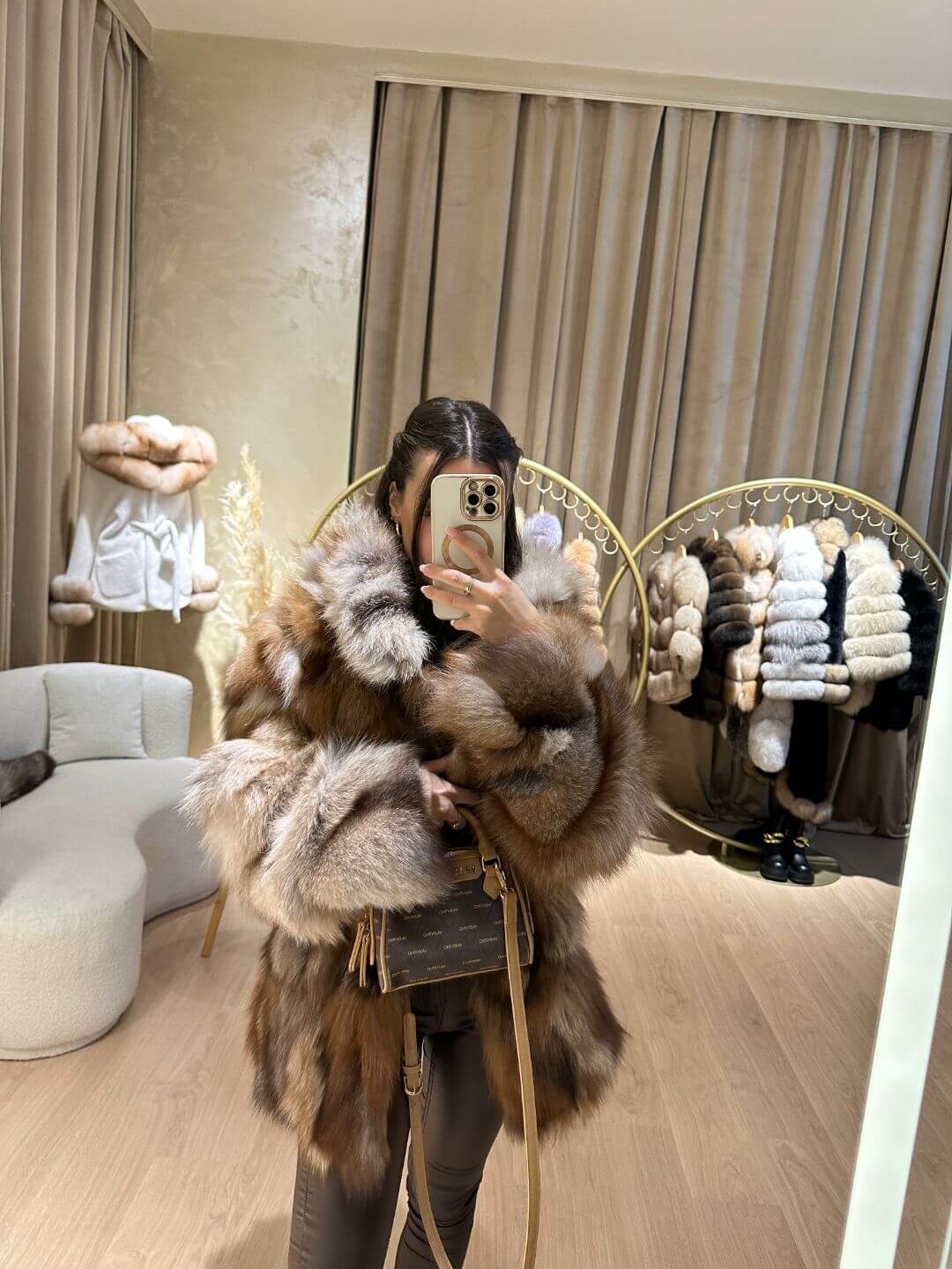 FULL SKIN BROWN FOX FUR JACKET