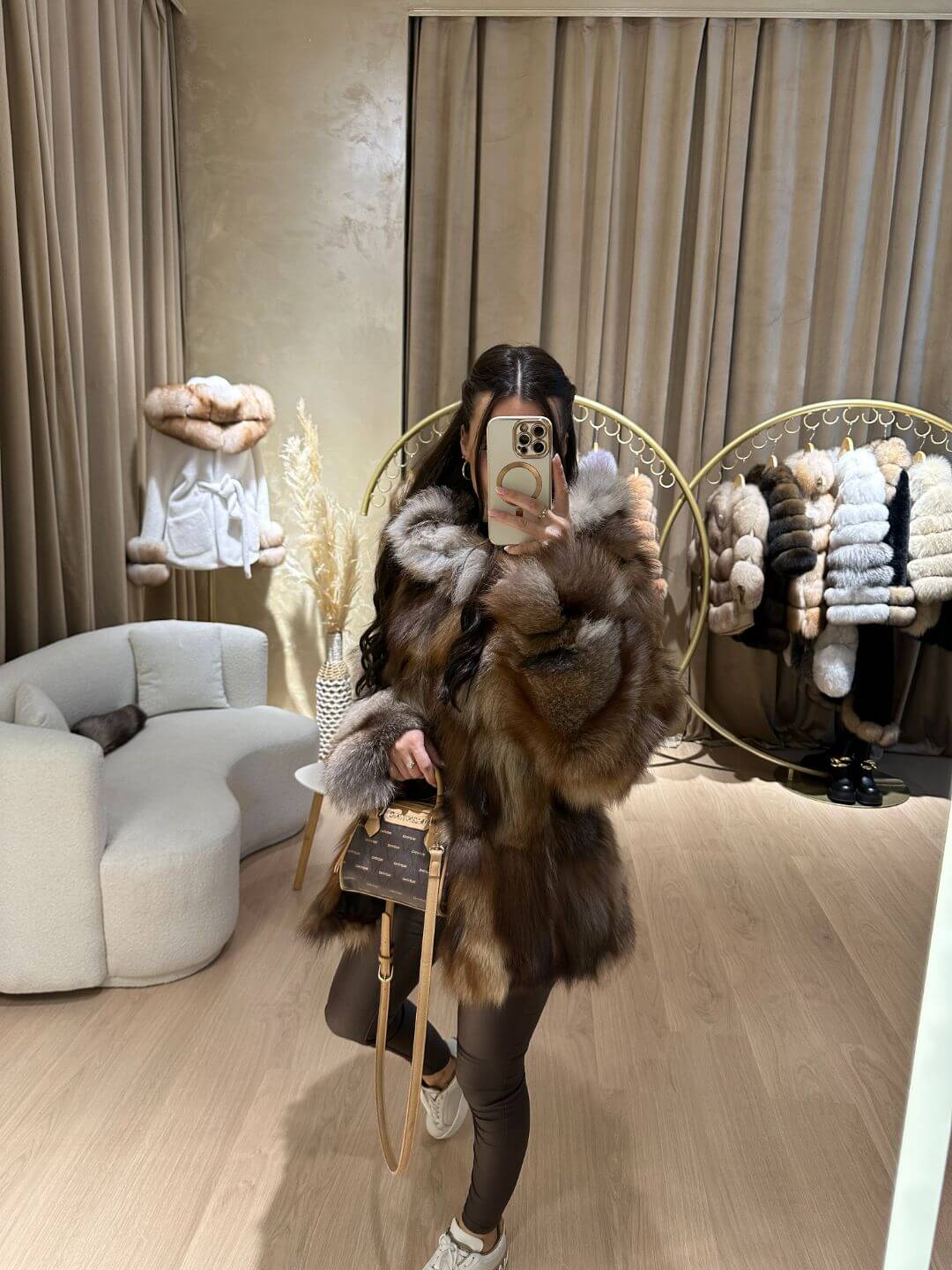 FULL SKIN BROWN FOX FUR JACKET