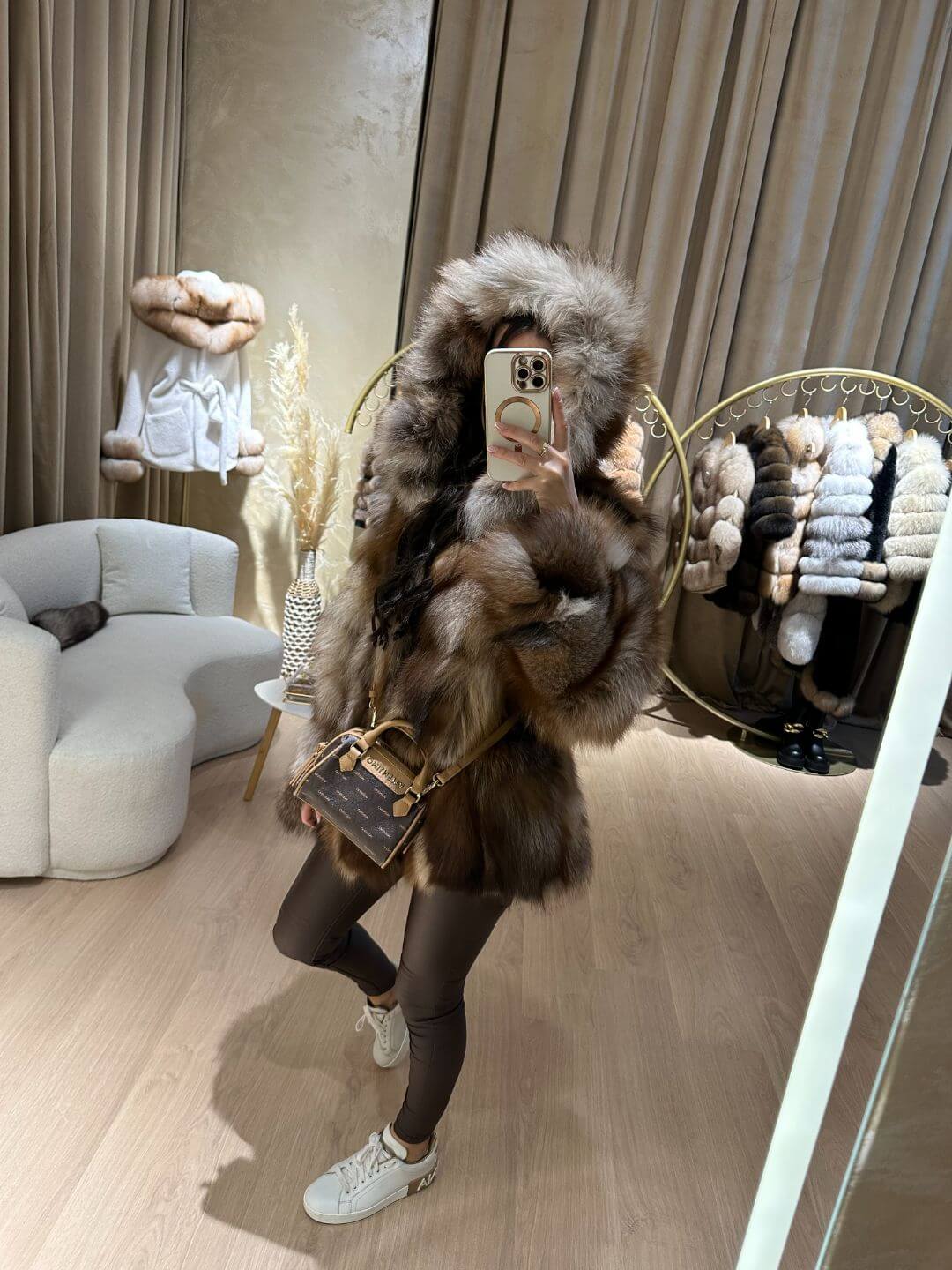 FULL SKIN BROWN FOX FUR JACKET