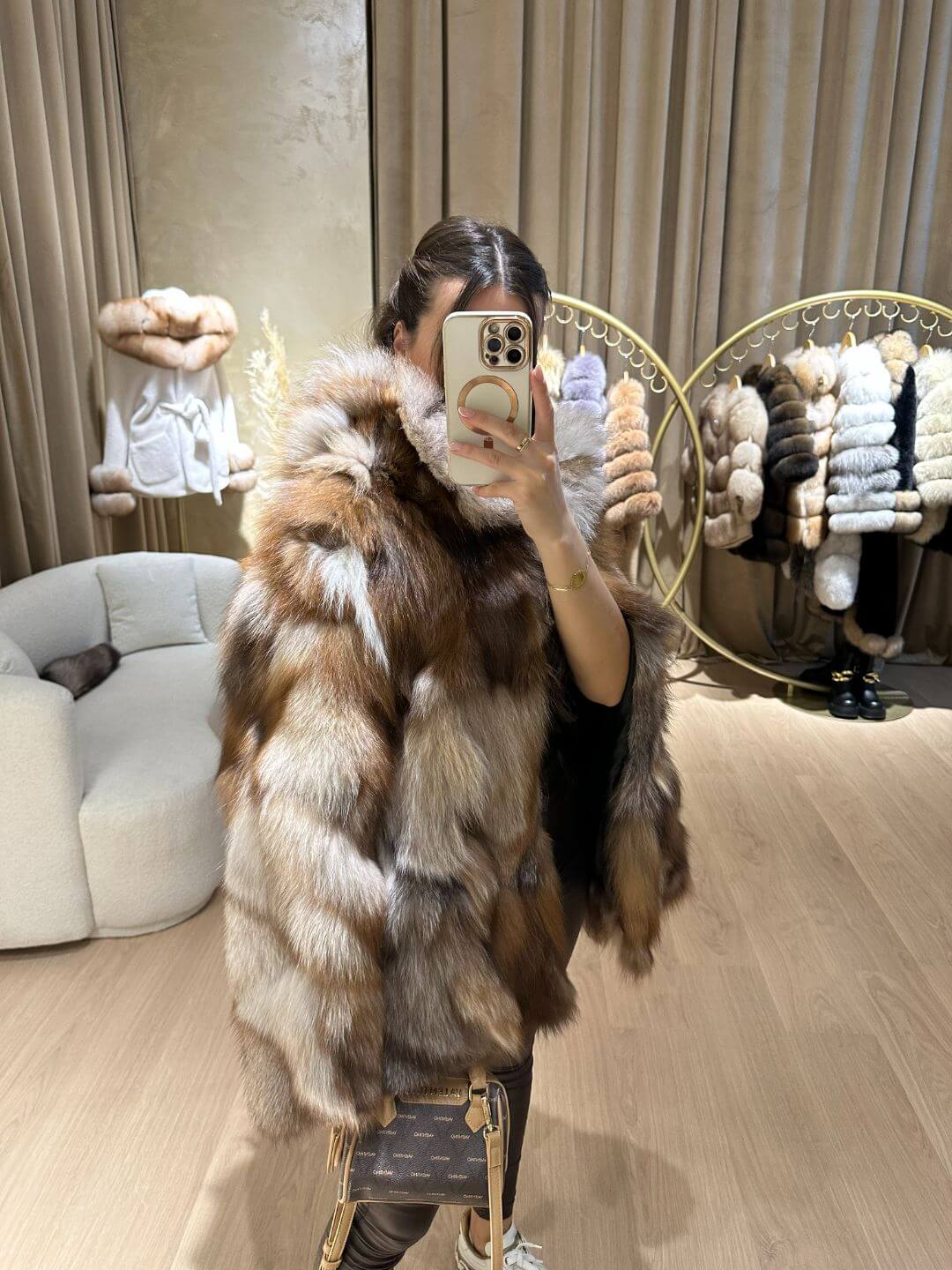 FULL SKIN BROWN FOX FUR JACKET