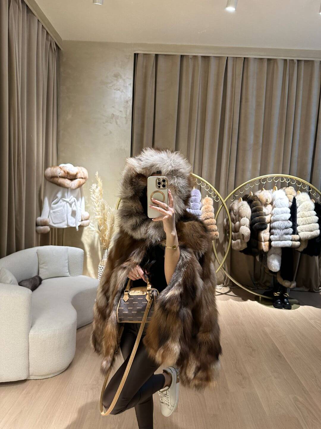 FULL SKIN BROWN FOX FUR JACKET