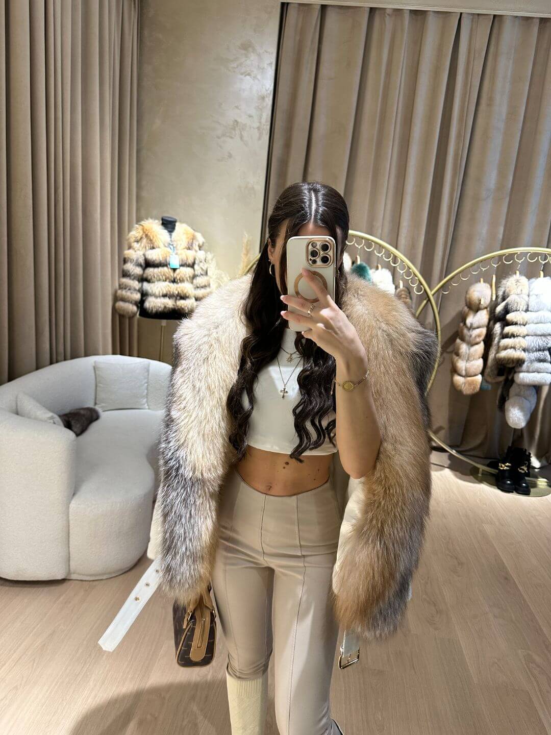 VANILLA ALKANTARA & FOX FUR COAT