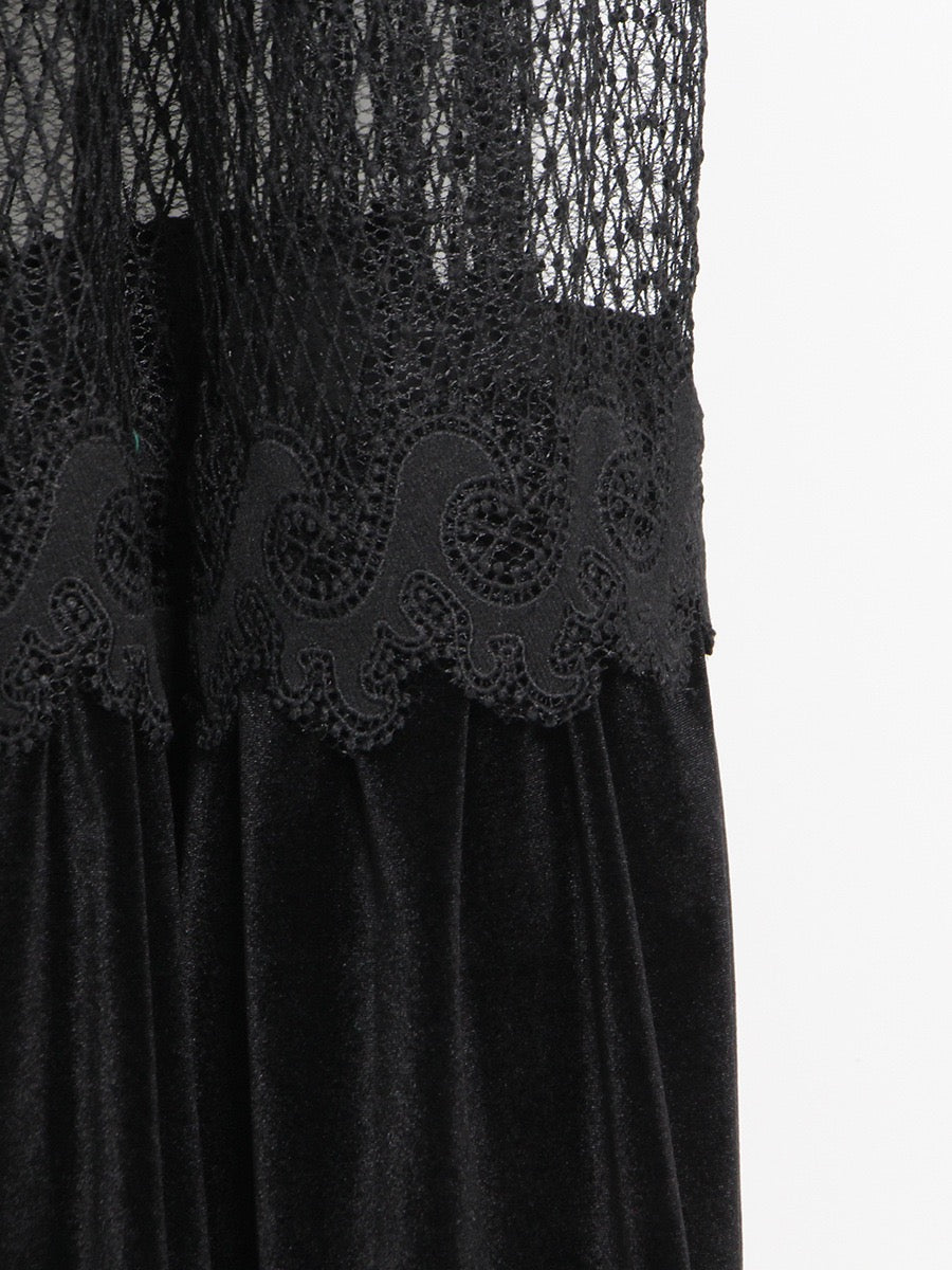 Isabella Patchwork Lace Velvet Dress