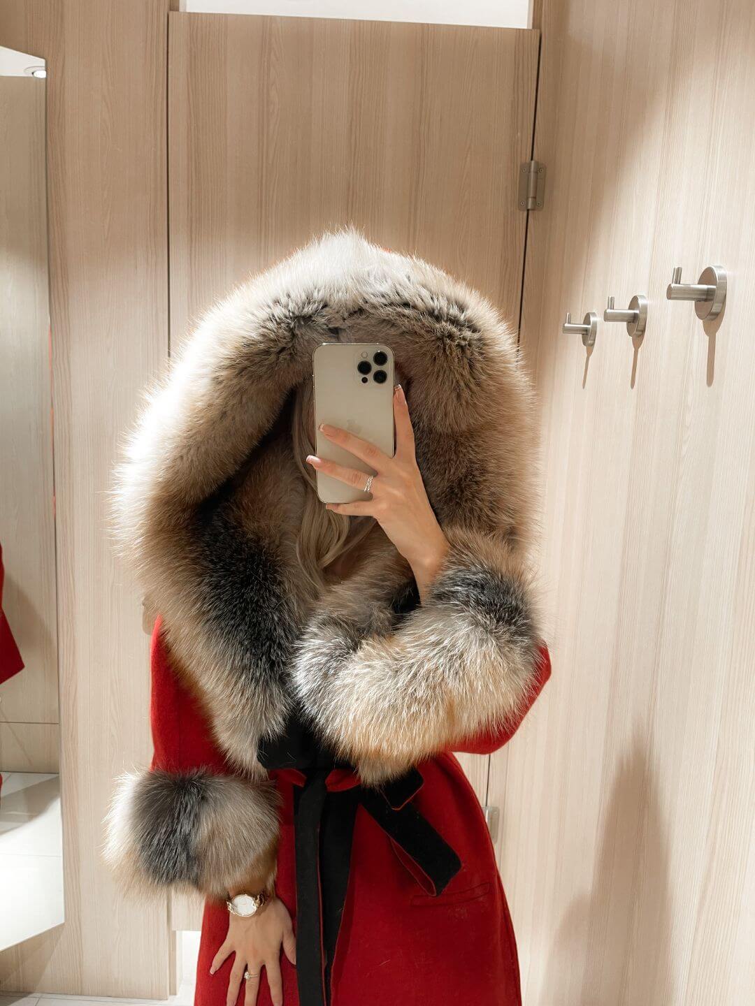 BERRY ALPACA & FOX FUR COAT