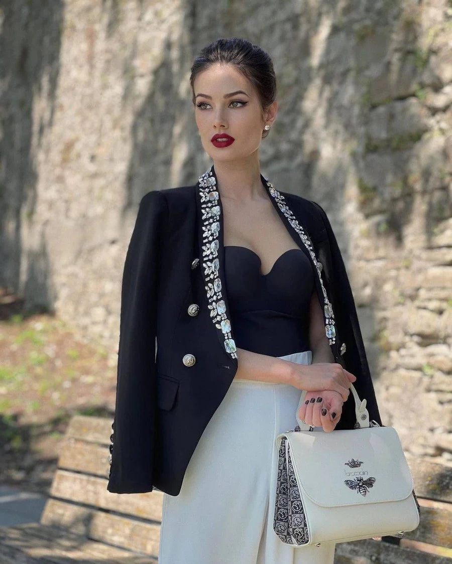 BLAZER CRUZADO EN NEGRO CON strass 