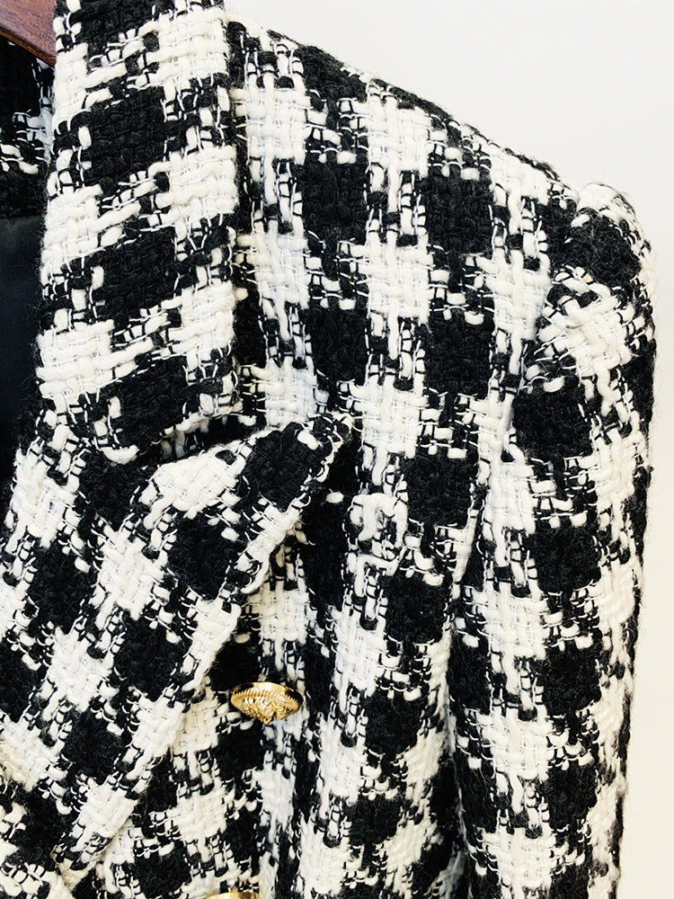 DOUBLE BREASTED B/W TWEED BLAZER