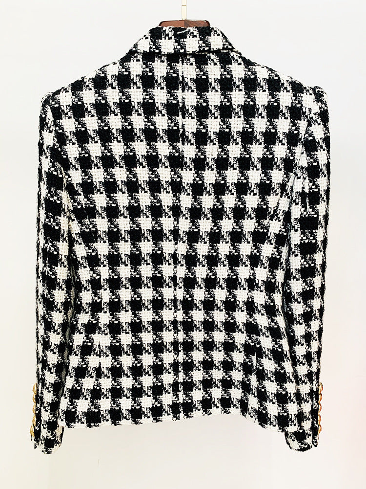 DOUBLE BREASTED B/W TWEED BLAZER